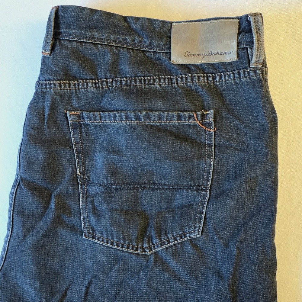 Tommy Bahama Men Standard Fit‎ Straight Dark Blue Denim Stretch Jeans Size 42X31